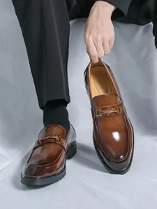 Men's Fashionable Plain Color Loafers, Round Toe Footwear, Casual Comfortable Slip-on Shoes for Daily Wear, Business Style Shoes for Men, men apparel, formal shoes, dress shoes men, men clothing, men shoes