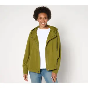 Peace Love World French Terry Zip-Front Hooded Jacket