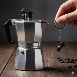 Premium Metal Miniature Coffee Keychain Collection Barista Espresso Machine Moka Pot Accessories Gift for Coffee Lovers Aesthetic Bag Charm Home Decor Collectible Gadget Portable Coffee Gear Replica