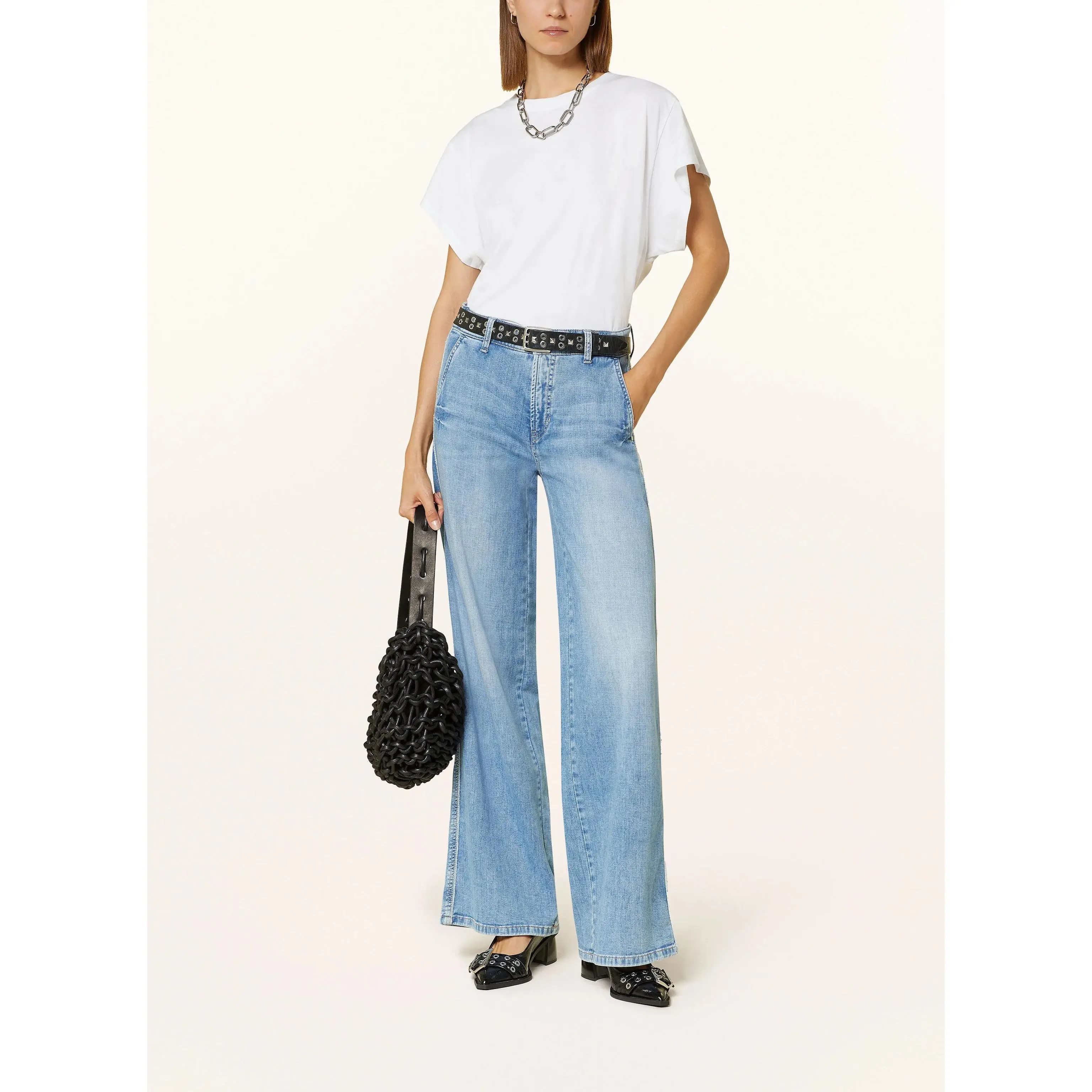 Cambio Alek Wide Leg Jeans – Bleached Lefthand Denim