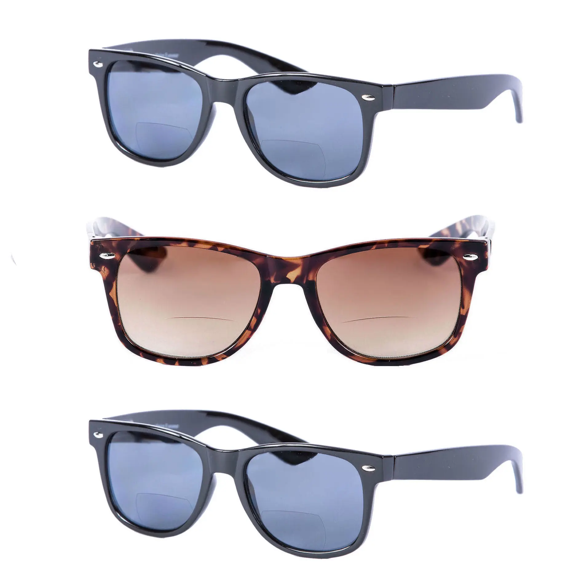 Bifocal Reading Sunglasses for Men and Women - Outdoor Sun Readers with Spring Hinges & UV400 Protection (3 pack)