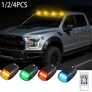 1/2/4PCS Solar-Powered RGB Cab Lights for Trucks & SUVs | 2026 New No-Drill Strobe Light with Remote Control | Ideal for RVs and Outdoor Adventures, Led Work Light