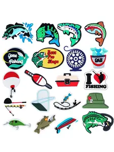 21 Piece Fishing Series DIY Shoe Charm Decor Set, Perfect for Wristbands Bags Accessories, Ideal Gift for Birthday Christmas Valentine's Day