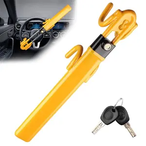 Car Anti-theft Safety Lock with 2 Keys, Adjustable Length Clamp Lock with Double Hooks, Keyed Padlock for Car, Truck & Van