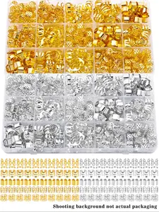 100pcs Alloy Hair Jewelry Set, Dreadlock Accessories & Braid Clips, Non-Piercing Ear Clips, Beard Beads & Hair Cuffs for Men & Women