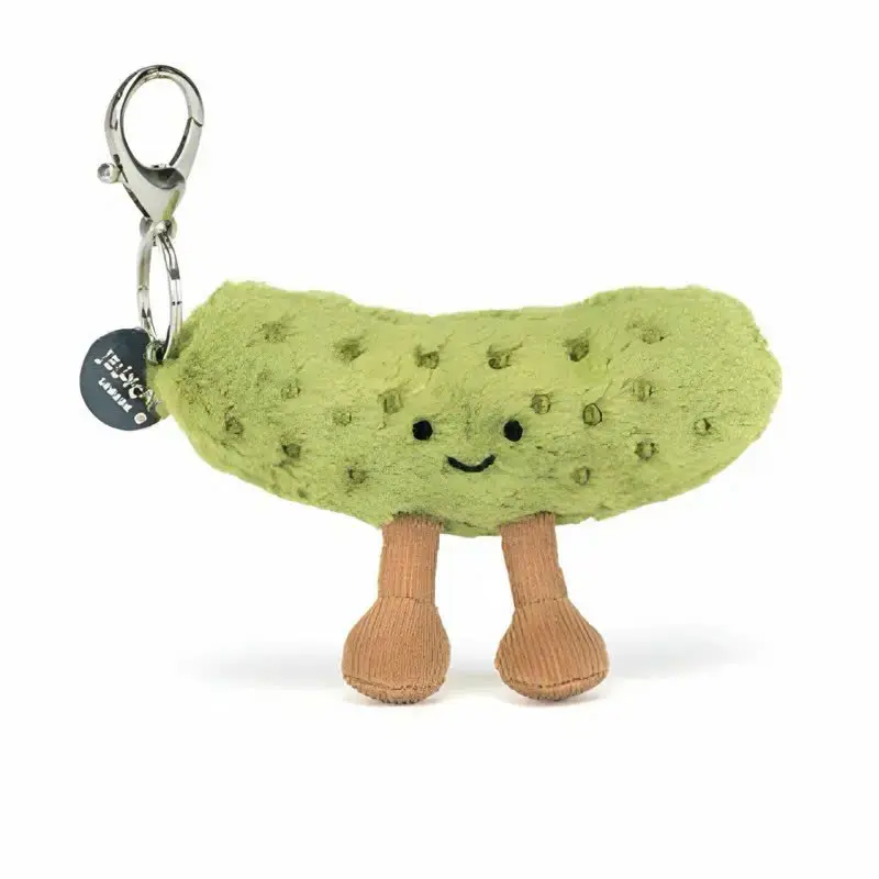Jellycat Amuseable Pickle Bag Charm | Cute Green Pickle Plush Keychain | Aesthetic Soft Vegetable Keyring for Backpack & Purse Gift