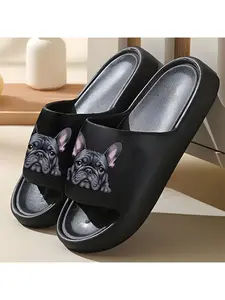 1 pair of new unisex slippers, cute French Bulldog design, indoor/outdoor slippers, holiday gift slippers, women's home slippers, bedroom slippers, birthday gift slippers, casual slippers, summer EVA slippers, bathroom slippers, beach slippers