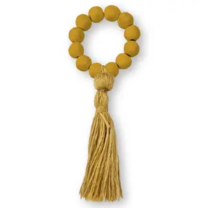 Ochre Terracotta Bead with Ochre Jute Napkin Ring