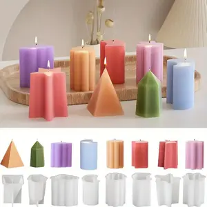 8Pack Silicone Candle Mold Set for Candle Making Supplies, DIY Candles, Resin Crafts, Handmade Soaps & Home Decor - Cylinder, Pyramid Shapes - Tools & Hardware.