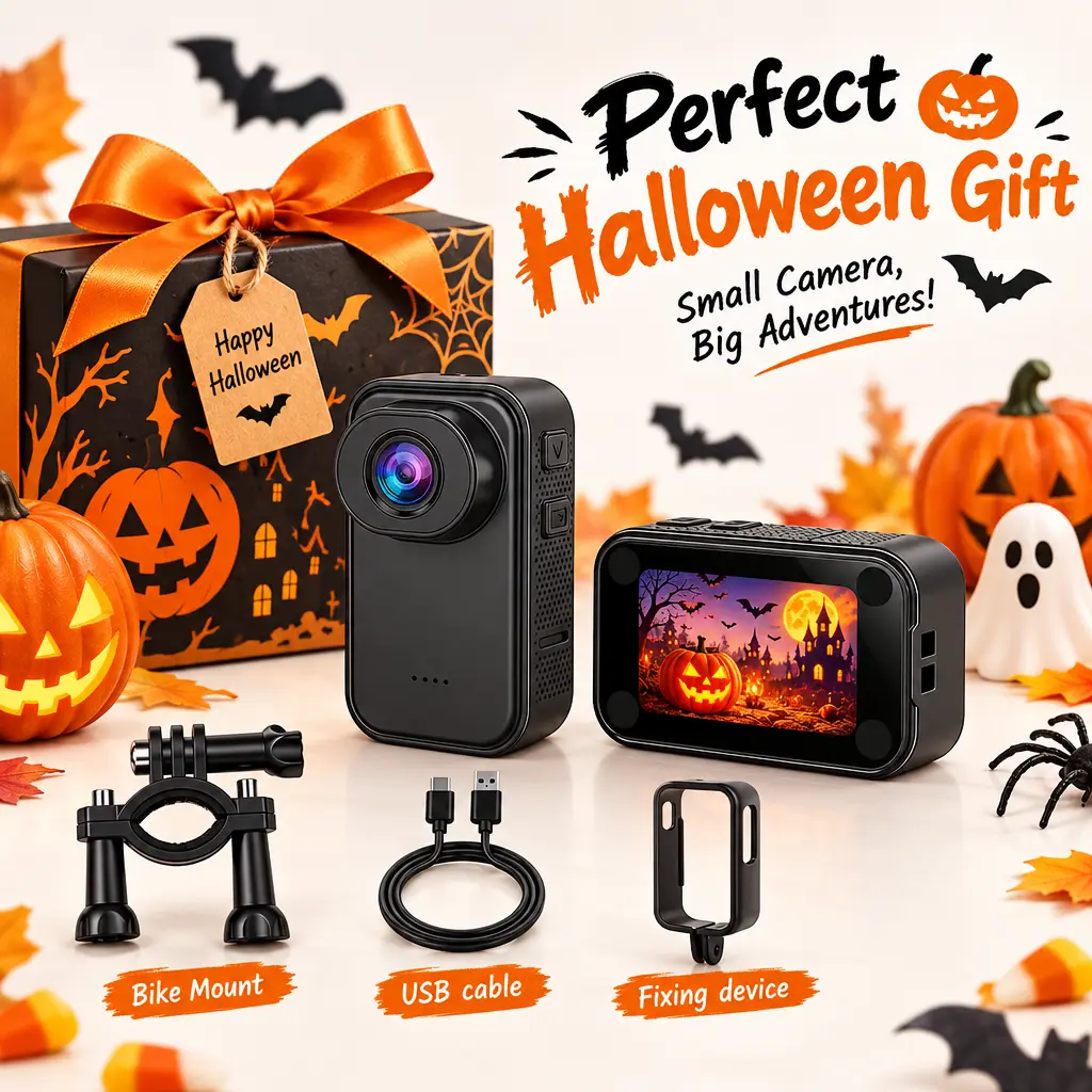1080P Compact Action Camera, 130° Mini Thumb Camcorder Vlogging Recorder - Flexible Mount, Micro SD Support, MP4 Video for Sports/Cycling, Halloween Gift for Kid (No WiFi/Bluetooth)