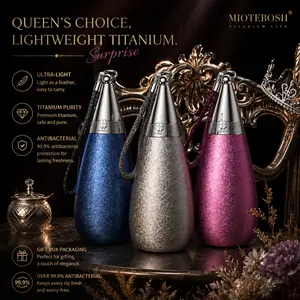 MSWJO MAX2025 Water Drop Titanium Cup 450ml Durable 316 Stainless Steel Double Insulated Lightweight Portable Cup for Travel Sports Car Daily Use Ideal Gift with Sparkling Finish and Sleek Strap Drinkware Flasks