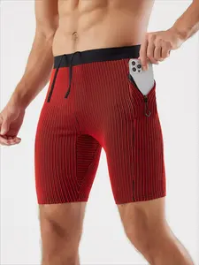 Men's Outdoor Running Quick Dry Tight Shorts Sport Fitness Knee Length Pants Elastic Breathable Basketball Training Compression Pants