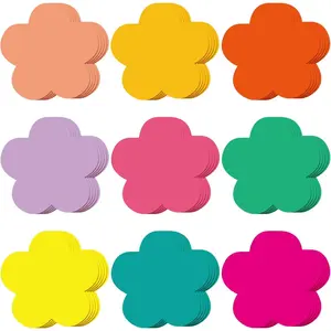 108 count Colorful 3.5 Inch Flower Cutouts Paper Spring Summer Bulletin Board Decorations   Cut for Crafts DIY Teachers School Office Chalkboard Wall Decor