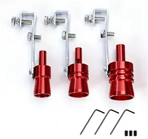 3PCS Car Exhaust Pipe Decorative Whistle, Aluminum Alloy Vehicle Decor Accessory, Universal Fit for Most Cars, Red
