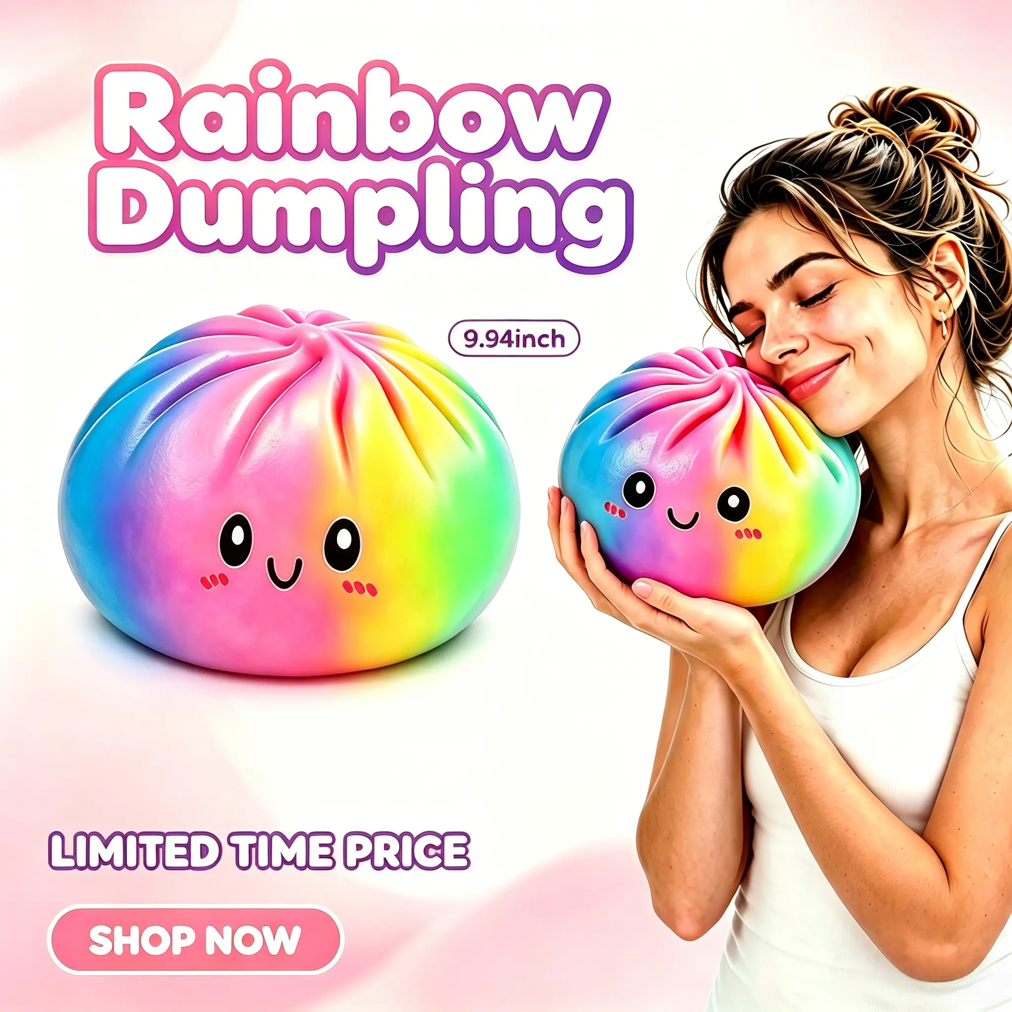 Giant Glitter Rainbow Dumpling Squishy - Ultra Soft Slow Rebound Squishies, Biggest Dumpling Squishy, Dumpling Fidget Ball Stress Relief Toy, Relieve Tension Fidget for Kids-Adults Gift