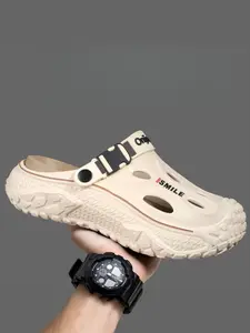 Men's Summer Fashion Sandals, Hole Design Casual Thick Sole Anti-Slip, Outdoor Walking Wear, Detachable Comfortable Shoes, Footwear