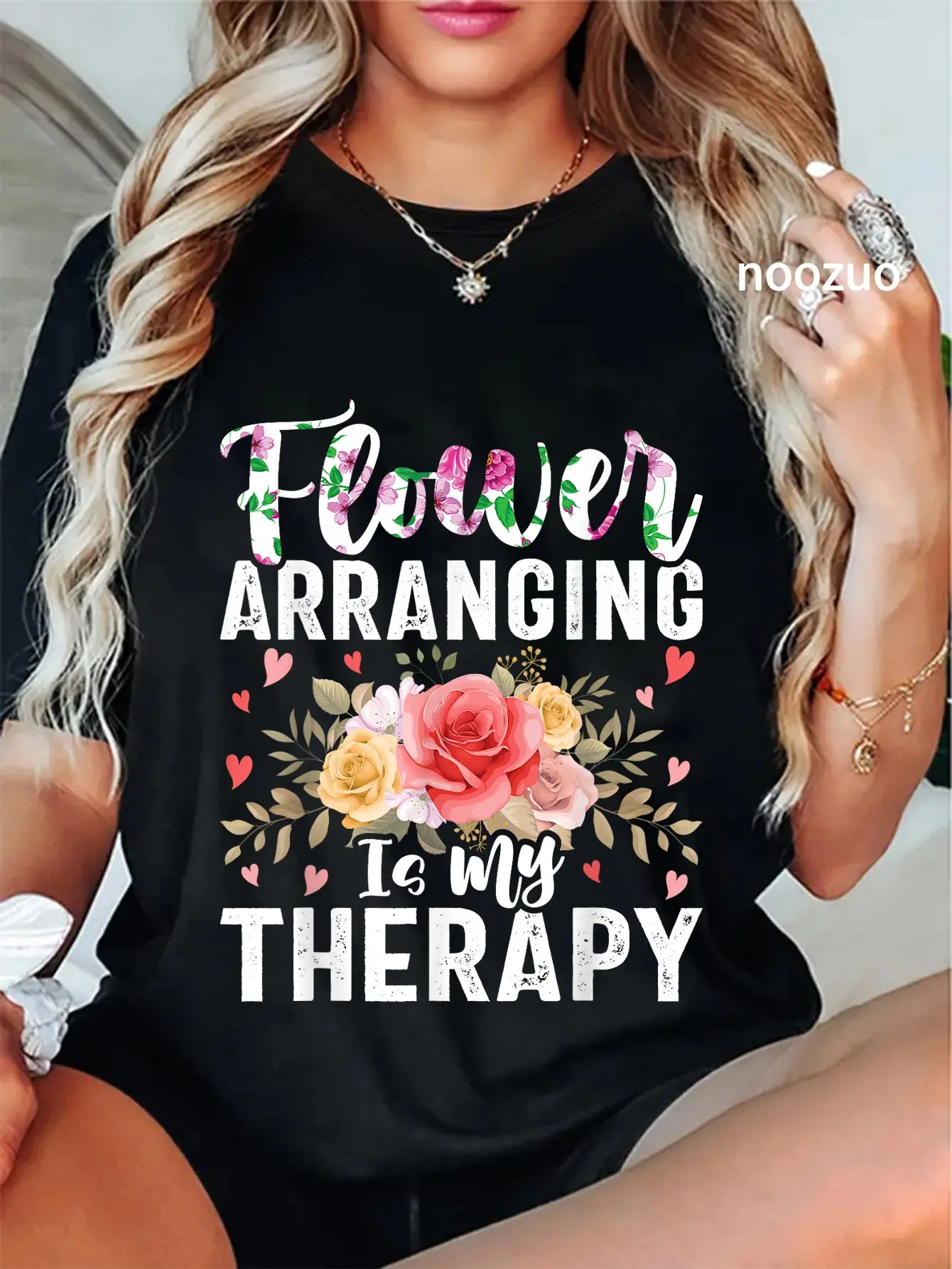 100% Cotton Flower Arranging Is My Therapy Florist Flowers Lover Costume T-Shirt