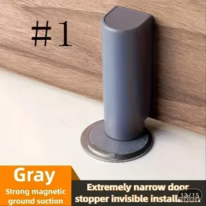 Silent Anti-Collision Magnetic Door Stopper, No Drilling Installation, Adjustable Height, Metal for Bathroom Office Construction