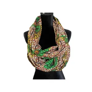 Custom African Infinity Scarf Cotton Blend Ankara Fabric Extra Large 80x16 Inches Versatile Head Wrap for Fall Winter