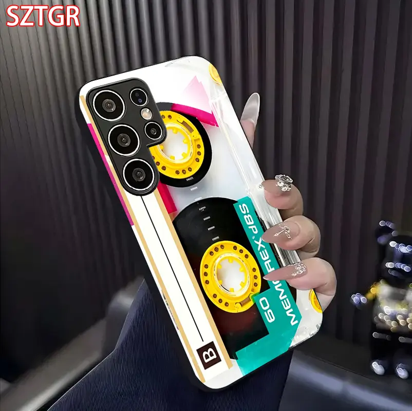 Vintage Colorful Cassette Tape Retro 90s Music Pattern Phone Case For Samsung Galaxy S22 S23 S24 S25 S26 Ultra Plus A13 A14 A15 A16 A36 A17 A34 FE Y2K Hip Hop Nostalgic Shockproof Protective Phone Cover