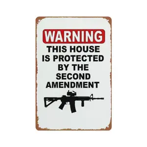 Metal tin Sign 8x12 inches Warning This House is Protected by A High Speed Wireless Device Metal Sign
