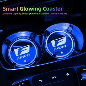 2Pcs Car LED Luminous Water Cup Coaster Colorful Coaster Lamps For Lexus F-SPORT ES RX NX LS UX LM LX GX LC RZ IS CT GS RC HS SC TX LBX IS300 RX350 LS500 LX600 NX260 CT200