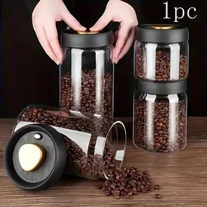 High-Quality Borosilicate Glass Vacuum Jar, Coffee Beans & Kitchen Storage, Stackable Containers, 16.91 Oz/30.43 Oz/40.58 Oz/60.87 Oz Capacity, Transparent Durable