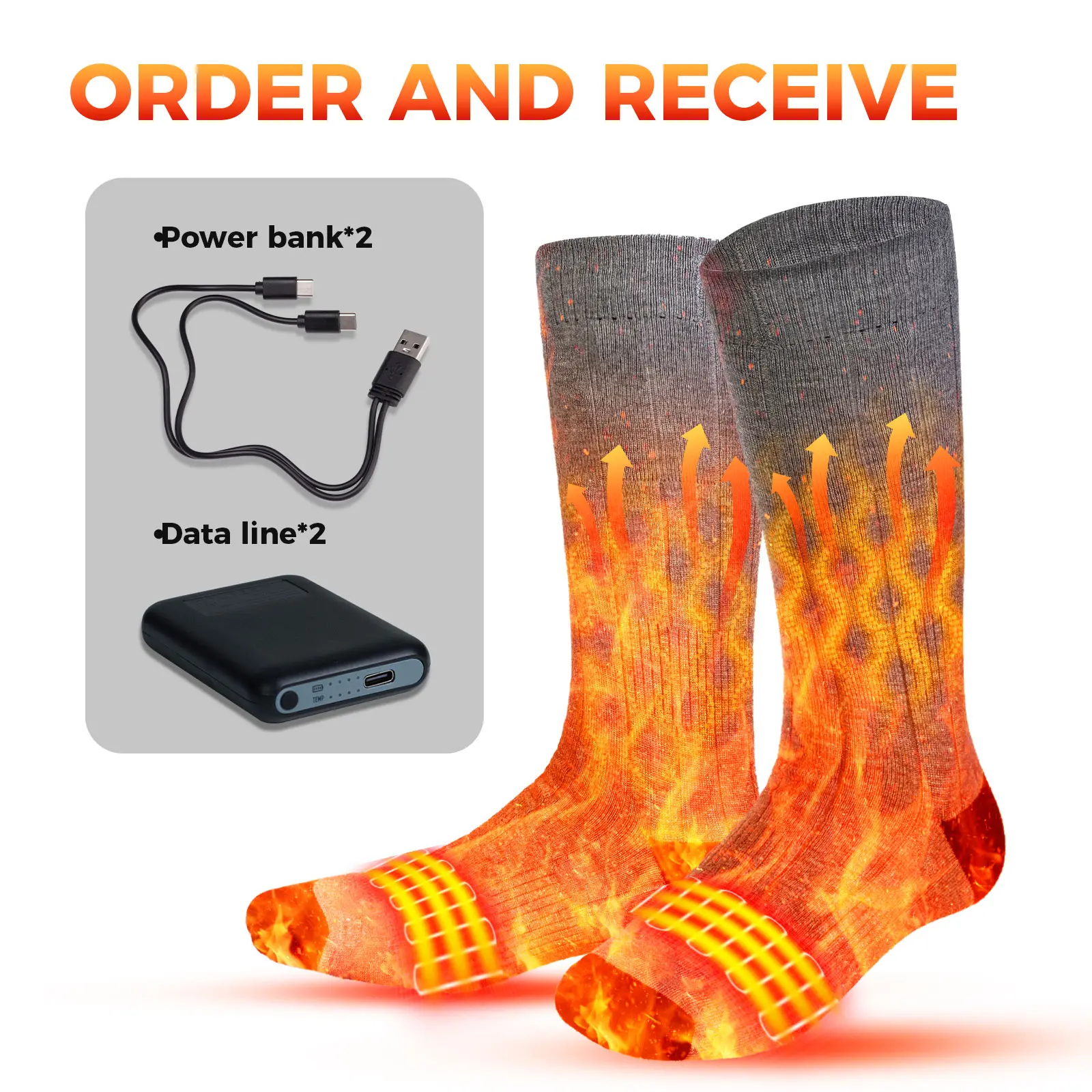 Men's and Women's Heated Socks with Two 5000mAh Battery up to 149°F, Ideal for Skiing, Hiking, Hunting and Winter Outdoor Activities, Nice Christmas Gift!