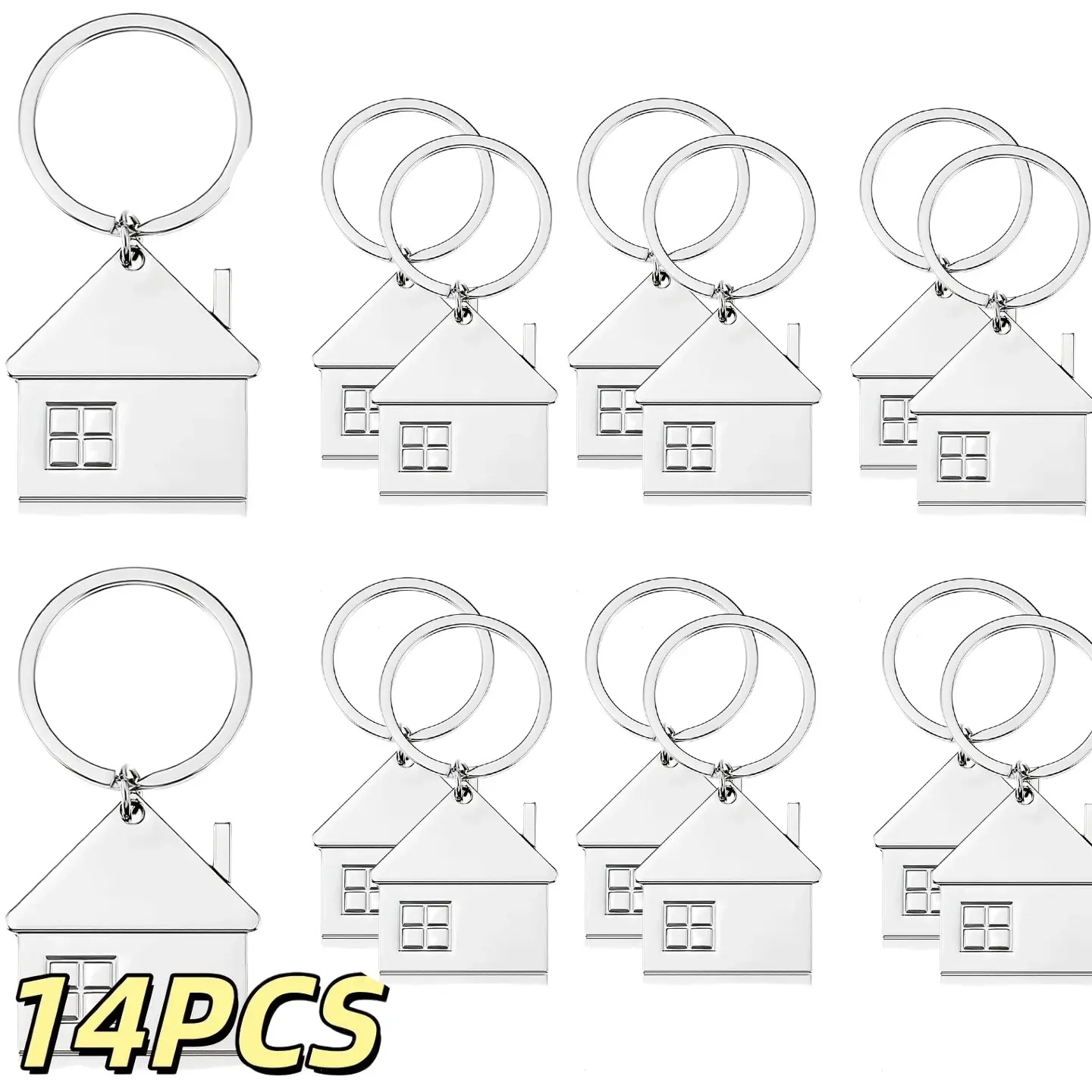 14-Piece House-Shaped Keychain Set with Cute Window Charm, House Keychain Accessories, Collectibles for Home Use or Gifting