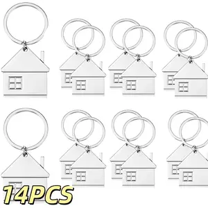 Set of 14 House-Shaped Keychains Featuring a Cute Window Charm, Perfect for Home Use Or As a Gift