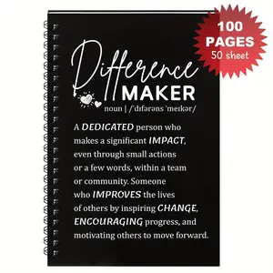 Motivational Spiral Notebook, 1 Count Difference Maker Notebook with 100 Sheets Paper, Perfect for Graduation, Back-To-School, Teacher's Day, Thanksgiving, or Christmas, Planner Notebook