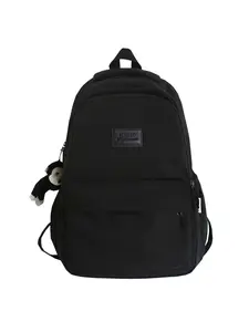 High School Student Backpack with Cute Charm, Large Capacity Student Patched Design Backpack, Simple Backpack for High School & College Students, Casual Backpack for Travel