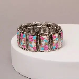Western Cotton Candy Stretch Bracelet- Fashion Jewelry