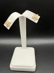 10K Gold Star Nugget Earrings with Zirconias for Special Occasions & Everyday Wear Luxurious Elegant Jewelry