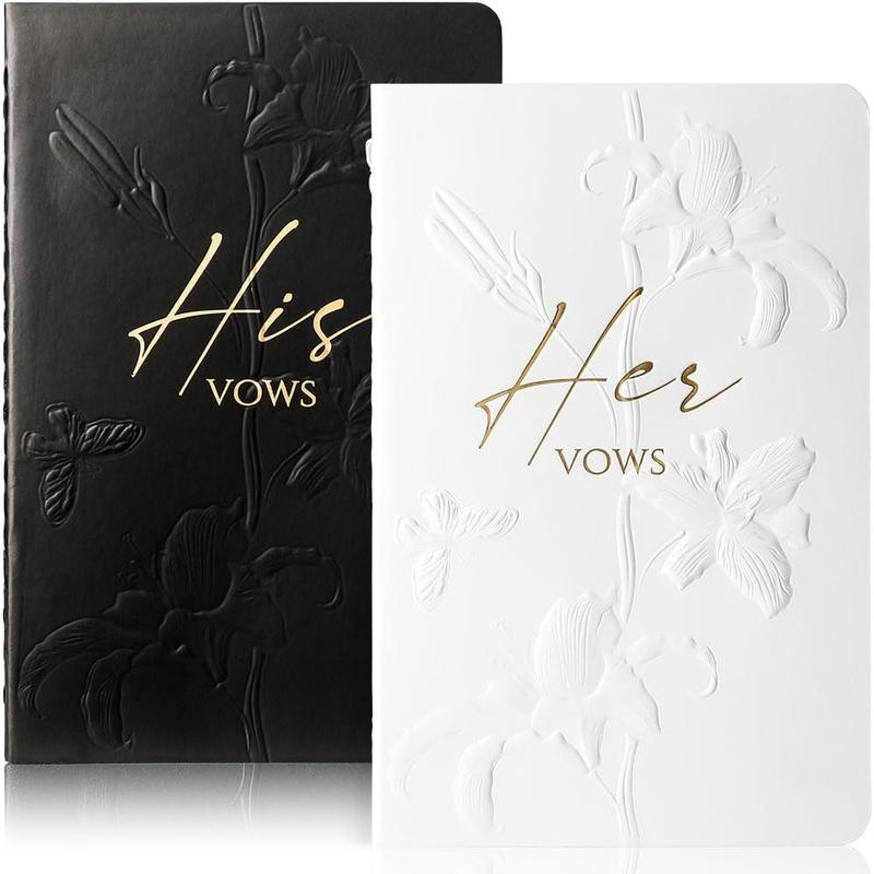 Vow Books,for Wedding Vow Books Wedding  for Bride and Groom Vows Book his and Hers with 28 Pages-5.5 * 3.5 in Wedding Notebook with Gilded Font Set of 2 (White and Black)
