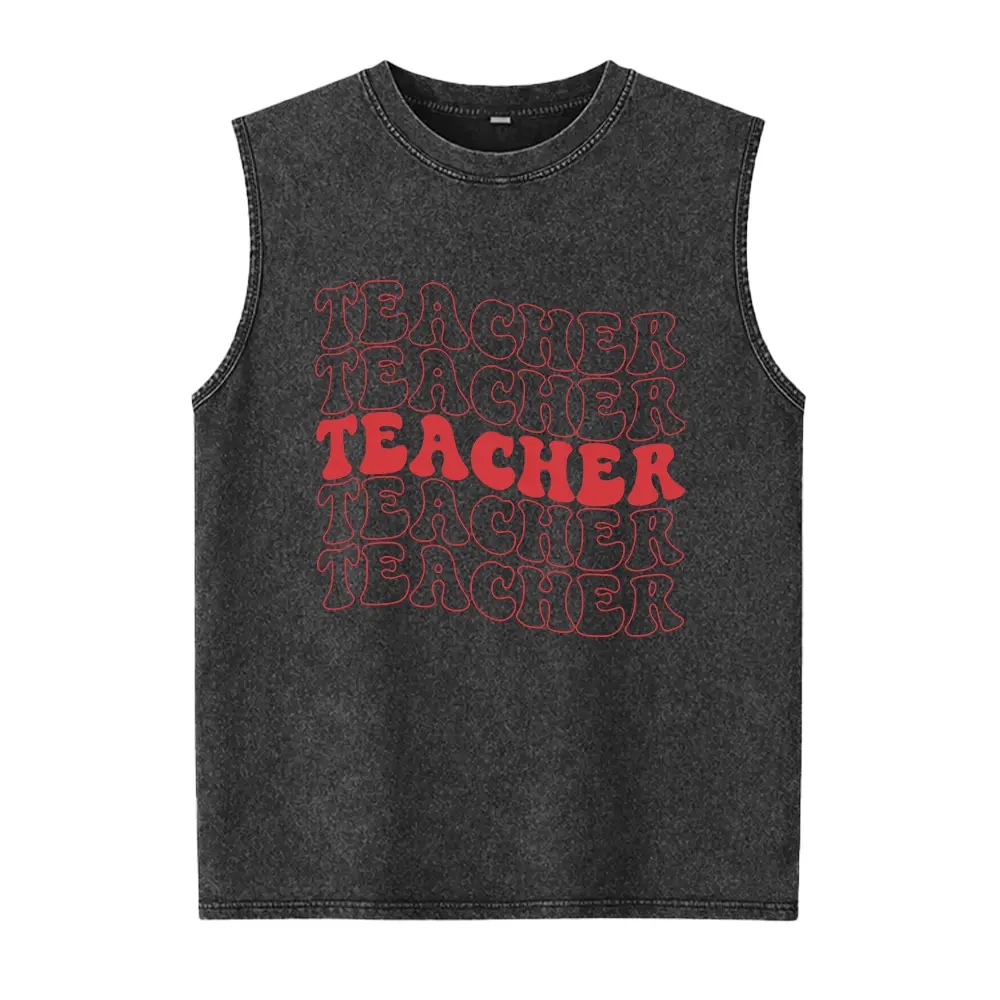 Teacher Washed Vest, Retro Teacher Washed Vest, Gift For Teacher, Retro Teaching Washed Vest, Groovy Teacher Washed Vest