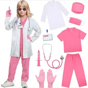 L-JLY011   Doctor Costume for Kids Toddler Girls Boys Doctor Costume with Lab Coat Halloween Party Dress Up