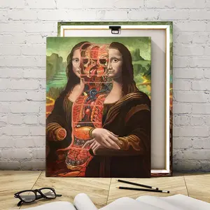 Wooden Framed Canvas Painting, Mona Lisa Reconstructed with Human Anatomy Poster, Modern Art, Fashion Decoration, Living Room Bedroom Decoration, Ornaments
