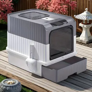 Luxury Closed Cat Litter Box, Easy Clean Pull-Out Pet Toilet, Ideal for Adult Cats, Apartment Home Setup, Essential Cat Care Tool