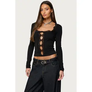 Zeya Lacey Keyhole Top