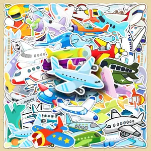 Airplane Pattern Sticker, 102pcs/set Creative DIY Decorative Sticker, DIY Decal, Graphic Decal, Adhesive Stickers for Water Bottle, Laptop, Phone Case, Scrapbooking, Journal Making