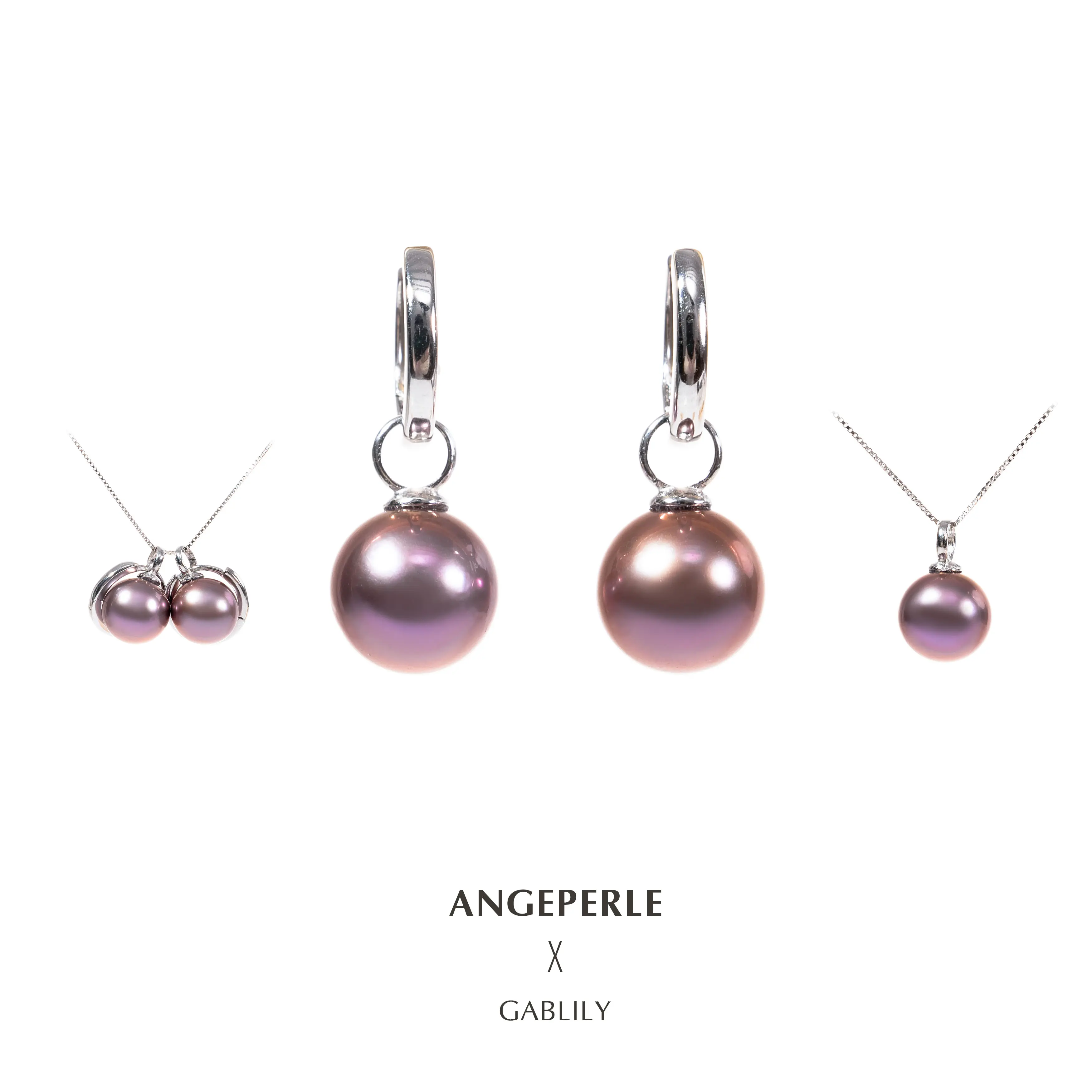 ANGEPERLE S925 Sterling Silver Interlocking Hoop Earrings with Freshwater Pearls (Silver Chain Included) 10-11mm TSJCY563