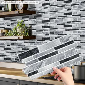 Marble Texture Kitchen Splash Guard Self-Adhesive Wall Stickers, Marble Backsplash Wallpaper, &, 2D Flat Design, Easy Peel & Stick, 4.72x9.68 Inches