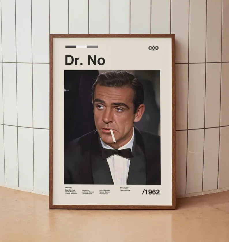 Dr. No James Bond Movie Poster, Retro Movie Poster, Poster Decor Room, Poster Movie