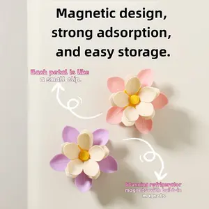pink，Petal Seal Clips,Magnetic Cherry Blossom Refrigerator Sealing Clip, Creative High-End Design, Style Beautiful Fridge Magnet