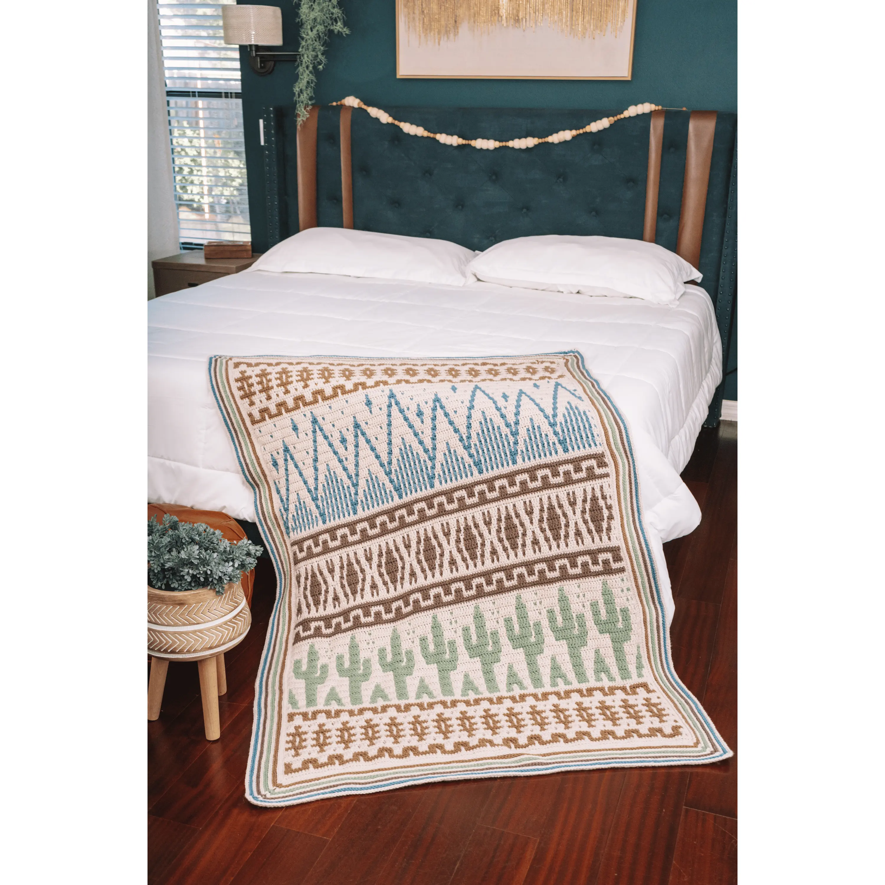 Desert Cactus Mosaic Crochet Blanket