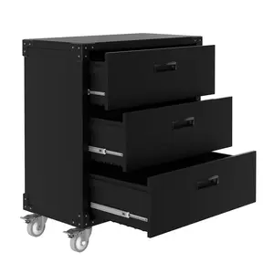 Heavy Duty 3-Drawer Metal Storage Cabinet with Lock – Large Capacity File & Tool Organizer – Mobile with Rolling Casters – Easy Assembly – Suits Legal/Letter/A4/F4 Documents for Garage,