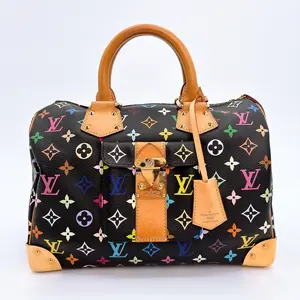 Pre-owned Louis Vuitton leather Tote Bags Monogram Multicolor Speedy 30 Black bag