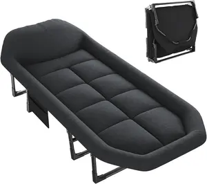 2-in-1 Adjustable Camping Cot for Adults, Folding Bed & Lounge Chair with Mattress, 6-Position Reclining Sleeping Cot for Camping, Office Nap, Poolside, Supports 250 lbs