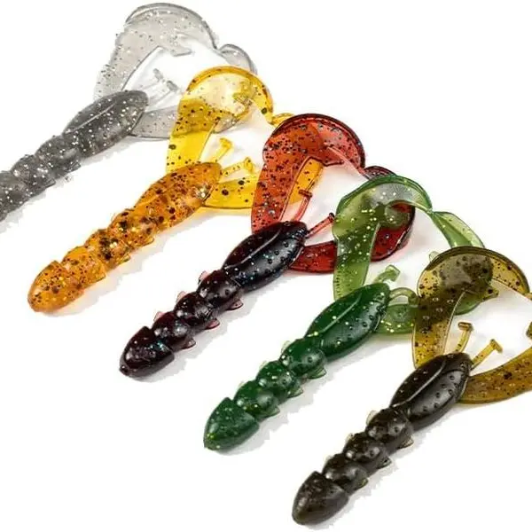Artificial Fishing Lures - 2-Pieces Compact 2.3-Inch Slender Simulation Baits, Soft Plastic Crawfish Shape with Realistic Pincer Action, Freshwater Bass Gear for Tight-Cover Use